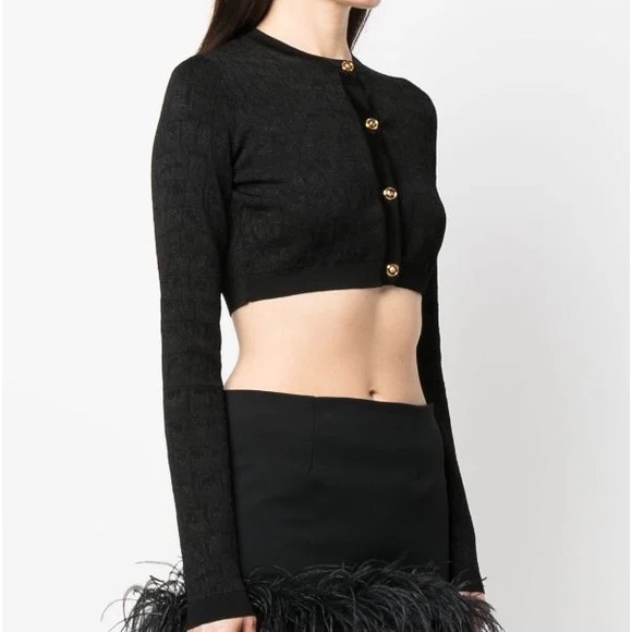 New Authentic Runway Versace croc-jacquard cropped cardigan - Picture 6 of 6